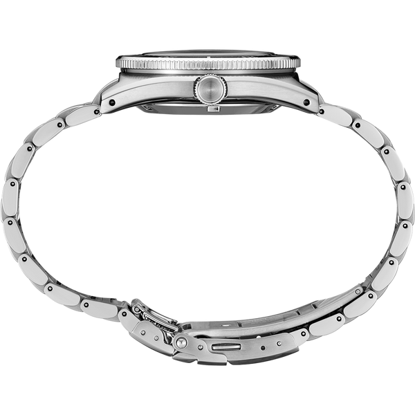 Gent's Seiko Prospex 1965 Heritage Divers 300m Automatic Watch. The 40mm case and bracelet are stainless steel. The bezel and dial are black. The glass is sapphire crystal. The watch has a date function and is 300m water resistant. The movement is automatic