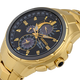 Seiko Coutura Solar Perpetual Calendar Chronograph Watch.  The case and bracelet are yellow gold plated stainless steel, the dial is black and the glass is sapphire crystal. The hour markers are diamond set.