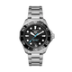 A TAG Heuer Aquaracer watch with a stainless steel case and bracelet, black ceramic bezel, black dial with blue hands and date display, and a silver silver.Gent's TAG Heuer Aquaracer Automatic Watch. The 42mm case 
model WBP5110.BA0013