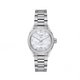 A TAG Heuer Carrera ladies automatic watch with a stainless steel case and bracelet, a white mother-of-pearl dial with diamond set hour markers, and a sapphire crystal glass cover.Ladies TAG Heuer Carrera Stainless Steel 29mm Case  Model WBN2414.BA0621