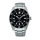 A Seiko Prospex Divers 300m automatic watch with a black bezel and dial, stainless steel bracelet, and sapphire crystal glass.