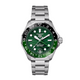 Gent's TAG Heuer Aquaracer Professional 300m model WBP5115.BA0013   A TAG Heuer Aquaracer Professional 300m GMT Automatic Chronometer watch with a stainless steel bracelet, black and green ceramic bezel, green dial, and sapphire crystal glass.