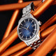 Gent's Seiko Presage Cocktail Time 40.5mm Stainless Steel Case and Bracelet Blue Dial See-Through Case Back Date Automatic Watch.