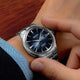 Gent's Seiko Presage Cocktail Time 40.5mm Stainless Steel Case and Bracelet Blue Dial See-Through Case Back Date Automatic Watch.