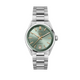 A TAG Heuer Carrera automatic watch with a green dial, rose-colored hands and indexes, and a stainless steel bracelet.TAG Heuer Carrera 36mm Automatic Watch. model WBN2312.BA0001