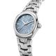 Ladies TAG Heuer Link Watch. The case and bracelet are stainless steel, the dial blue mother-of-pearl and the glass is sapphire crystal. The watch features a date function. The movement is quartz