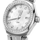 Ladies TAG Heuer Link Quartz Watch. The 32mm case and bracelet are stainless steel, the dial white mother-of-pearl and the glass is sapphire crystal.