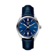 A stainless steel TAG Heuer Carrera Calibre 5 automatic watch with a blue dial and blue alligator strap. WBN2112.FC6504
