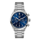 A TAG Heuer Carrera Calibre Heuer 02 Automatic Watch with a blue dial, stainless steel case and bracelet, and sapphire crystal glass.Gents TAG Heuer Carrera Calibre Heuer 02 Automatic Watch. Model CBN2011.BA0642