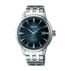 A Seiko Presage Automatic watch with a stainless steel case and bracelet, featuring a blue dial and a date display.