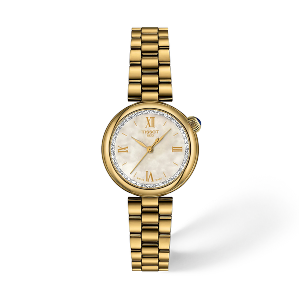 Ladies' Tissot Desir Quartz Watch.

Model number: T1520103311800

Availability: in stock

Yellow Gold PVD on Stainless Steel 28mm Case and Bracelet Mother-of-Pearl Dial with a Sparkly Inner Rim Gold Coloured Roman Numerals Indexes and Hands Sapphire Crystal Glass Quartz Watch.&nbsp;
