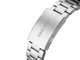 Close-up of a silver watch band with 'TAG Heuer' branding on a white background