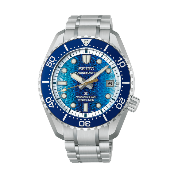 Seiko Prospex Marinemaster HBF002 JAMSTEC Limited Edition

Gent's Seiko Prospex Marinemaster HBF002J&nbsp; 1968 Heritage Diver's JAMSTEC Limited Edition 300m Watch. The 42.6mm case and bracelet are stainless steel with a blue ceramic bezel. The dial is a blue gradient with a textured finish. The glass is sapphire crystal. The watch has a date function and is 300 metres water resistant. The movement is an automatic calibre 8L45 with a 3 day power reserve. Presented in a special box. One of 1,000 pieces world