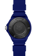 Blue watch with black dial featuring TAG Heuer logo on a white background