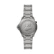 Silver watch with brand logo on a white background 