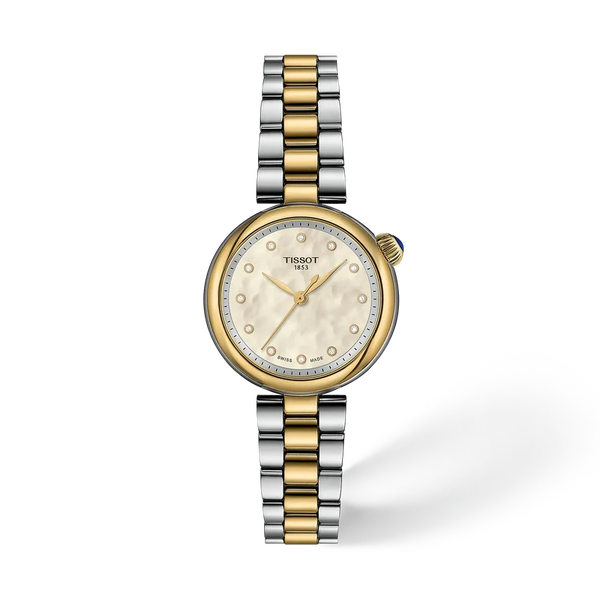 Ladies' Tissot Desir Quartz Watch.&nbsp;

Model number: T1520102211600

Availability: in stock

Yellow Gold PVD on Stainless Steel &nbsp;28mm Case and Bracelet Mother-of-Pearl Dial with a Sparkly Inner Rim Gold Coloured Roman Numerals Indexes and Hands Sapphire Crystal Glass Quartz Watch.&nbsp;