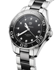 Ladies' TAG Heuer Aquaracer 35mm Watch. The case and bracelet are bicolour stainless steel and black ceramic links/bezel, the dial is black and the glass is sapphire crystal. The watch features a diamond set dial and date function. The watch is 300 metres water resistant and the movement is quartz. 