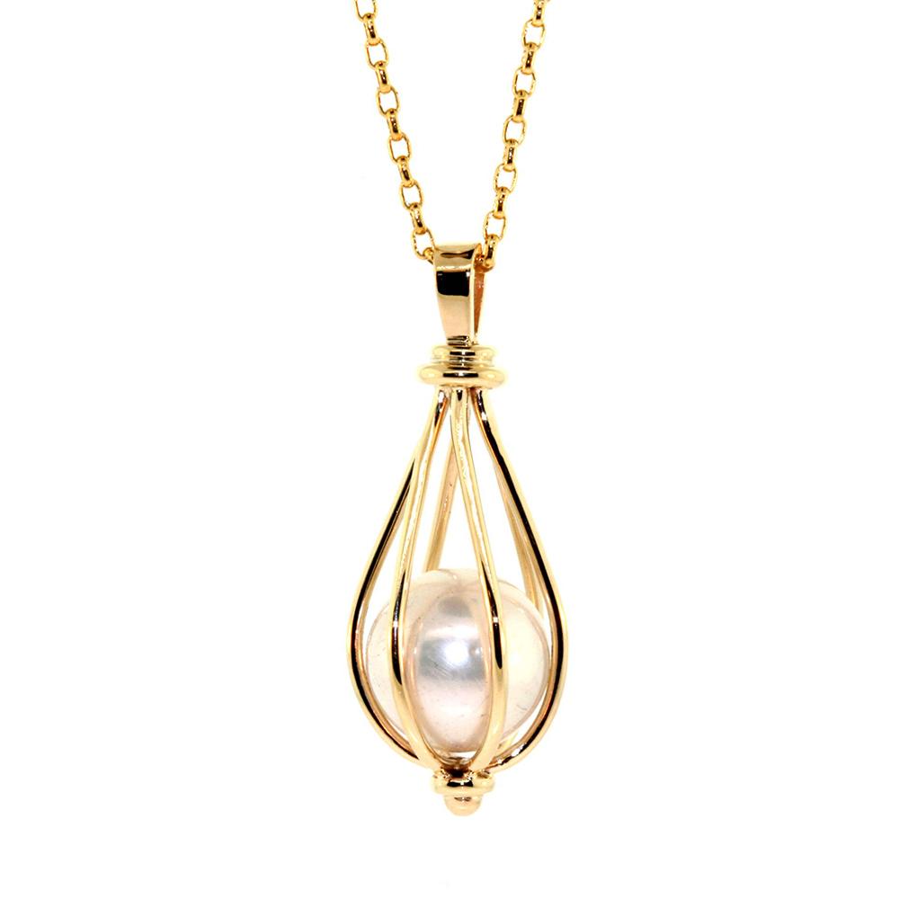 silver-pearl-cage-necklace-black | Otis Jaxon Jewellery