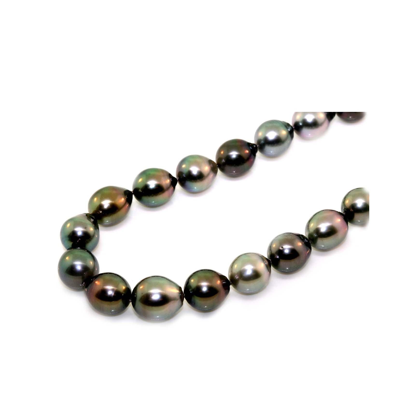 14 kt. White gold - Necklace - 8.3x11.6mm Shimmering Multi Tahitian Pearls  - Catawiki