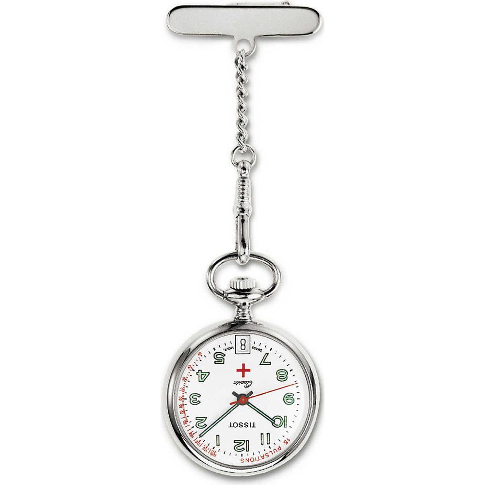 Chrome Nurses Fob Watch With Engravable Lapel L554CQ | Pocketwatch USA